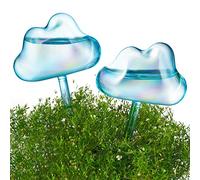 NiHome Lot de 2 bulbes d'arrosage automatique pour plantes en verre en forme de nuage bleu irisé nacré bleu irisé pour la maison, insert de pot de fleurs, dispositif décoratif, pics d'arrosage de