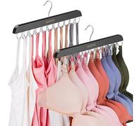 NiHome Lot de 2 crochets rotatifs à double rangée de crochets pour soutien-gorge avec 20 crochets en acier inoxydable, organiseur peu encombrant pour lingerie, écharpes, cravates et accessoires,