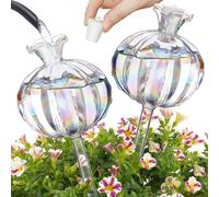 NiHome Lot de 2 grands globes d'arrosage en verre irisé pour plantes en pot - Capacité de 140 ml - Système d'irrigation automatique - Adorable cadeau de jardinage