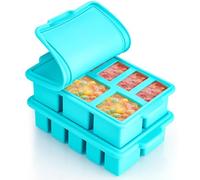 NiHome Lot de 2 moules de congélation en silicone avec couvercle - 8 compartiments (125 ml et 50 ml) - Récipients de congélation en silicone pour souper cubes, aliments pour bébés, sauces, avec cadre