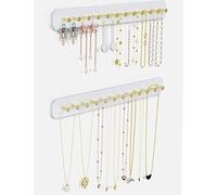 NiHome Lot de 2 organiseurs de bijoux muraux en acrylique - Durable et élégant - Crochets en acier au carbone solides pour coiffeuse, salle de bain, cuisine, installation sans tracas - Plusieurs