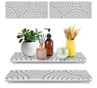 NiHome Lot de 2 plateaux de salle de bain en terre de diatomée, tapis de séchage pour cuisine et salle de bain, organiseur non toxique absorbant l'humidité avec tampon antidérapant et papier de verre
