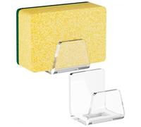 NiHome Lot de 2 porte-éponges d'évier de cuisine en acrylique transparent pour éponges, torchons à vaisselle et plus encore - Design moderne et élégant sans perçage avec drainage efficace et rangement
