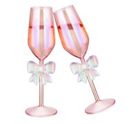 NiHome Lot de 2 verres à champagne rose iridescent