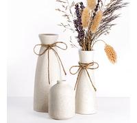 NiHome Lot de 3 vases en céramique blanche - Petits vases à fleurs bohème pour la maison - Décoration rustique - Pour cheminée, bureau, salon, table basse, étagère, ferme, cheminée, couloir