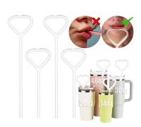 NiHome Lot de 4 pailles réutilisables en verre borosilicate transparent anti-plis pour gobelets de 880,5 g et 1,2 l - Sans BPA, résistantes aux températures, passent au lave-vaisselle, gardent vos