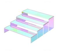 NiHome Lot de 4 présentoirs en acrylique transparent irisé pour décoration et organisation, objets de collection colorés pour desserts, plantes succulentes, chaussures, cupcakes