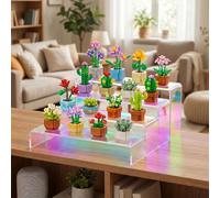 NiHome Lot de 4 présentoirs en acrylique transparent irisé pour décoration et organisation, objets de collection colorés pour desserts, plantes succulentes, chaussures, cupcakes