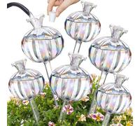 NiHome Lot de 6 globes d'arrosage automatique en verre en forme de cactus pour plantes en pot, mini système d'irrigation automatique, adorable outil de jardinage (irisé, 3 grands + 3 moyens)