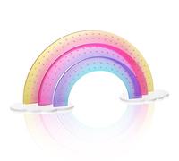 NiHome Organisateur de boucles d'oreilles en acrylique dégradé de forme arc-en-ciel avec 140 trous, présentoir à bijoux multicolore avec base en nuage blanc pour 70 paires de boucles d'oreilles pour
