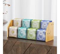 NiHome Organisateur de sac à thé à 2 niveaux avec panneaux acryliques transparents et cadre en bambou, 8 compartiments pouvant contenir jusqu'à 80 sacs à thé, porte-thé économisant de l'espace pour la