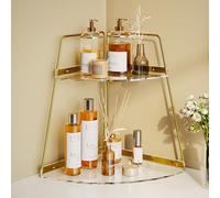 NiHome Organiseur d'angle à 2 niveaux en acrylique pour comptoir de cuisine, salle de bain, chambre à coucher - Cadre en métal robuste avec coussinets antidérapants, solution de rangement polyvalente