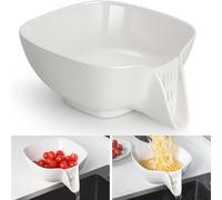 NiHome Passoire alimentaire multifonction en céramique avec bec verseur intégré, grande capacité pour légumes, fruits, pâtes et plus encore, résistant à la chaleur, anti-fissures, facile à nettoyer,
