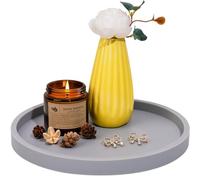 NiHome Plateau de salle de bain en silicone - Plateau décoratif pour salle de bain, cuisine et salon - Incassable avec bord surélevé - Plateau de rangement et décoratif multifonction (diamètre 21 cm