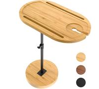 NiHome Plateau pivotant en bambou pour canapé avec base stable épaisse, plateau TV réglable en hauteur, table d'appoint avec rotation à 360° pour baignoire, jacuzzi, chevet, balcon