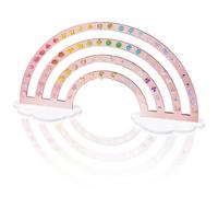 NiHome Présentoir à boucles d'oreilles, 74 trous, présentoir à bijoux arc-en-ciel, présentoir en acrylique, support de rangement pour boucles d'oreilles, organisateur pour femmes (or rose poli