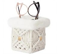 NiHome Support de lunettes avec doublure en peluche pour table de chevet, blanc, taille unique