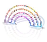 NiHome Support irisé pour boucles d'oreilles 74 trous arc-en-ciel pour boucles d'oreilles et bijoux pour filles et femmes - Plastique acrylique transparent