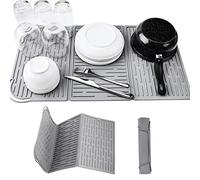 NiHome Tapis de séchage à vaisselle à trois volets, extra large, 60 x 33 cm, pliable, compact, facile à ranger, en silicone, résistant à la chaleur et au froid, facile à nettoyer, antidérapant