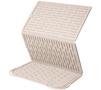 NiHome Tapis de séchage à vaisselle extra large 59,4 x 32,5 cm, pliable, compact et facile à ranger pour comptoir de cuisine, résistant à la chaleur et au froid, antidérapant et durable (beige)