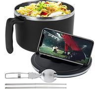 NIHUIFDPY Bol à ramen de 1200 ml avec poignée et couvercle, bol à ramen scellé avec cuillère, baguettes, bol à nouilles isotherme, bol à soupe rond, boîte à déjeuner pour dortoir universitaire, maison