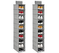 NIHUIFDPY Lot de 2 étagères à chaussures à suspendre - 10 poches - Robuste - Non tissé - Pliable - Gain de place - Pour vêtements, chapeaux, sacs à main - Pour chambre à coucher