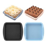 NIHUIFDPY Lot de 4 moules à gâteau carrés en silicone avec poignées antidérapantes, anti-adhésifs, sans BPA, 26 x 25,5 x 5 cm, moules à gâteau pour brownies, gâteaux, pain, cheesecakes, lasagnes