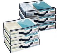 NIHUIFDPY Lot de 6 sacs de rangement transparents avec poignée renforcée, 40 x 30 x 10 cm, imperméables et résistants à la poussière avec fermeture éclair robuste pour pull, literie, drap de lit,