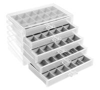 NIHUIFDPY Vitrine Rock Collection à 5 tiroirs - Boîte de rangement à 90 compartiments - Pour enfants - 90 compartiments (Gris)