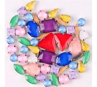 NIHUJALE Strass, Lot de 50 Strass à Coudre en Argent, 11 Formes, mélange de Saphir AB, Couleur Verre Cristal(Jelly Candy Mix 50Pcs)