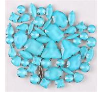 NIHUJALE Strass, Lot de 50 Strass à Coudre en Forme de Griffe argentée, mélange de Formes, Cristal de Verre Aigue-Marine, for Application DIY(50pcs Aquamarine)