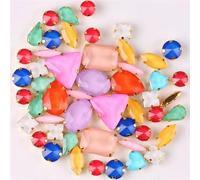 NIHUJALE Strass, Lot de 50 Strass à Coudre en Forme de Griffe dorée, mélange de Formes, for Robe en Cristal Rose, à appliquer soi-même(Jelly Candy Mix)