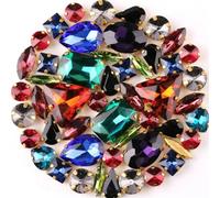 NIHUJALE Strass, Lot de 50 Strass à Coudre en Forme de Griffe dorée, mélange de Formes, for Robe en Cristal Rose, à appliquer soi-même(Dark Colors Mix)