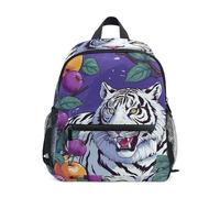 Niigeu Art Animal Tigre Blanc Sac à Dos Enfant Sac a Dos Fille Garçon 2-7 Ans Cartable Mini Sac Ecole Maternelle Enfants Préscolaire Voyage