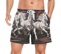 Niigeu Cheval De Dessin Animé De Style Européen Homme Short de Bain Respirant Séchage Rapide Maillot de Bains Etanche Plage Été Beach Shorts