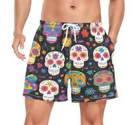 Niigeu Mignon Crâne De Sucre du Mexique Homme Short de Bain Respirant Séchage Rapide Maillot de Bains Etanche Plage Été Beach Shorts
