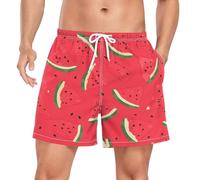 Niigeu Pastèque Fruit À Pois Rouge Homme Short de Bain Respirant Séchage Rapide Maillot de Bains Etanche Plage Été Beach Shorts