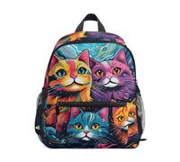 Niigeu Peinture À L'Huile Chat Chaton Sac à Dos Enfant Sac a Dos Fille Garçon 2-7 Ans Cartable Mini Sac Ecole Maternelle Enfants Préscolaire Voyage