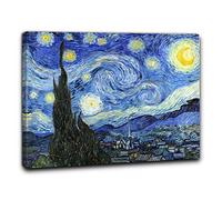 Niik Reproduction du Tableau Nuit étoilée de Vincent Van Gogh Stampa Con telaio 60x49x1.7 cm Bordo Colorato