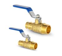 Niikappu Lot de 2 robinets à boisseau sphérique bleu, 1,9 cm Pex A X 1,9 cm MNPT, vanne d'arrêt en laiton à port complet pour tuyau d'eau, air, carburant, huile, certifié ASTM F1960, UPC