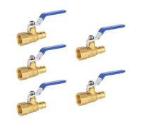 Niikappu Lot de 5 robinets à boisseau sphérique bleu, 1,27 cm Pex A X 1,27 cm, vanne d'arrêt FNPT en laiton à port complet pour tuyau d'eau, air, carburant, huile, certifié ASTM F1960, UPC