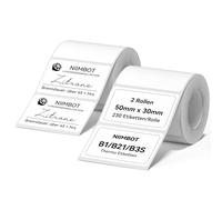 NIIMBOT 2 étiquettes compatibles avec imprimante d'étiquettes B1 B21 B3S, papier d'étiquette 50 x 30 mm, impression noire sur papier d'étiquette blanc, 230 étiquettes/par rouleau (blanc)
