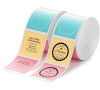 NIIMBOT 2 rouleaux d'étiquettes pour B1 B21 B3S Étiqueteuse,Thermiques Étiquettes Autocollantes pour la maison le bureau l'école, Label Paper（34 * 34 2Rolls Colorful）