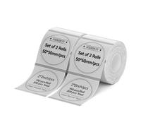 NIIMBOT 2 rouleaux d'étiquettes pour B1 B21 B3S Étiqueteuses, Imprimante consumables, Transparent Label Paper(50 * 50 2Rolls Round)
