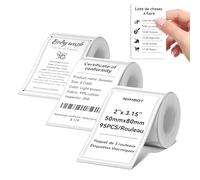 NIIMBOT 3 Rouleaus Etiquette Pour B1 B2 B21 B31 B3S B4/K3 Imprimante, Etiquette Autocollantes Cuisine Bocaux, 2"x 3.15" (50x80mm), 95 Pièces Par Rouleau, Blanc