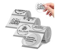 NIIMBOT 3 Rouleaus Etiquette Pour B1 B2 B21 B3S B31 B4 K4 Imprimante, Rond Etiquette Conserve 50x50mm(2"x2"),150 Pcs/Rouleau,Tranparente