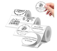 NIIMBOT 3 Rouleaus Etiquette Pour B1 B21 B3S Imprimante,Autocollantes Rond Etiquette 50x50mm(2"x2"),150 Pcs/Rouleau, Blanc