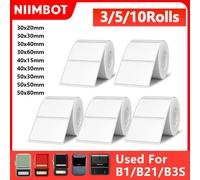 Niimbot B1 autocollant blanc 3/5/10 rouleaux étiquettes adhésives en papier imperméable blanc Anti-huile pour B1 B21 Mini ruban d'imprimante thermique