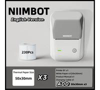 Niimbot B1 imprimante d'étiquettes anglaises Portable imprimante thermique Mini code à barres QR Code autocollant papier couleur rouleaux câble - Type Gy 50x30 3 Rolls