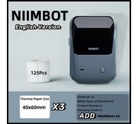 Niimbot B1 imprimante d'étiquettes anglaises Portable imprimante thermique Mini code à barres QR Code autocollant papier couleur rouleaux câble - Type Bk 40x60 3 Rolls